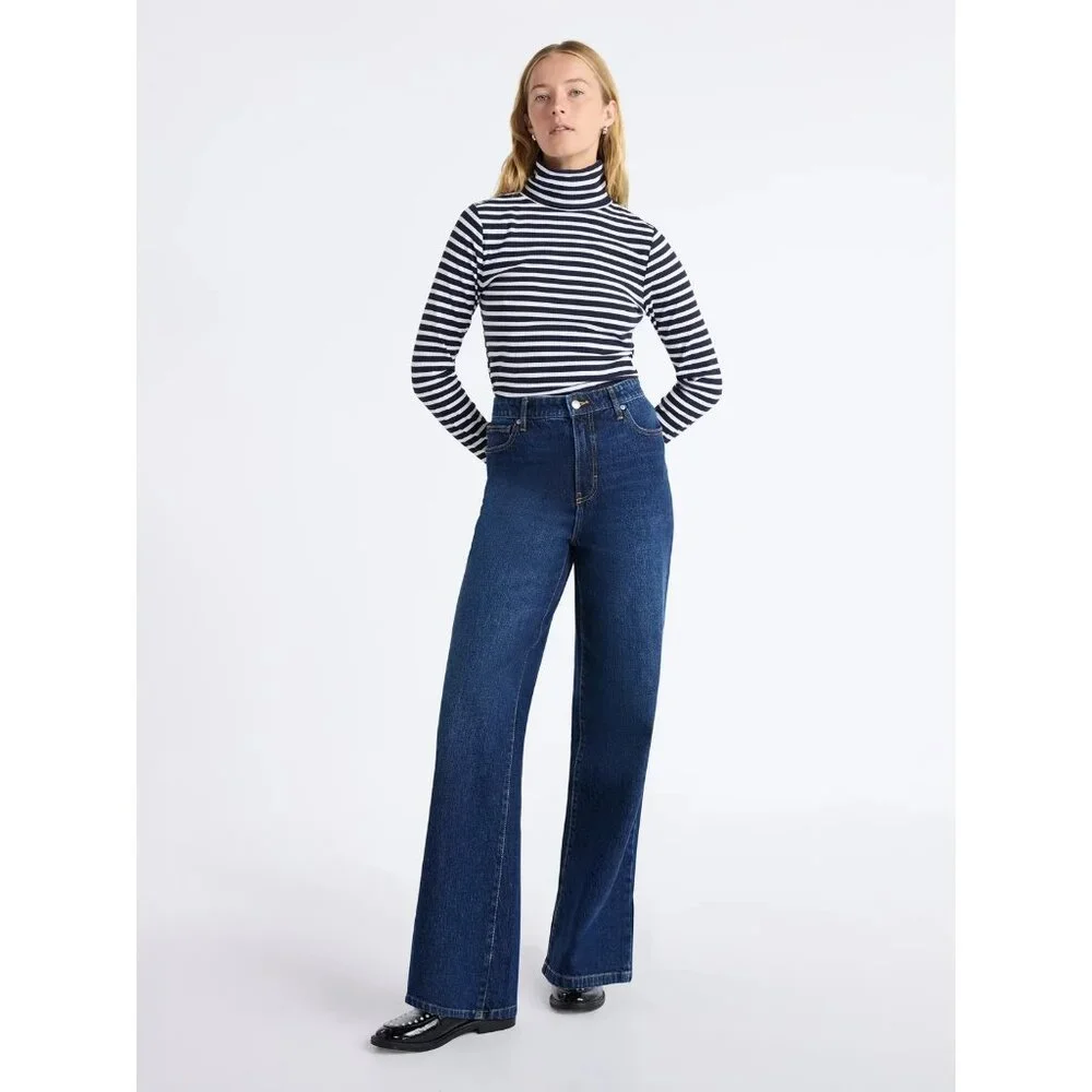 Free Assembly Women's Ribbed Turtleneck Tee, Size S (4-6), Regular Fit, Black - Picture 3 of 5